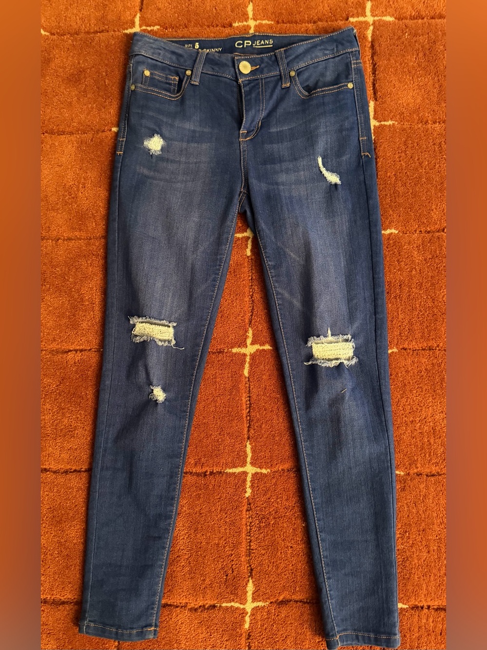 Dark Blue Distressed Women's Skinny Jeans (Juniors)